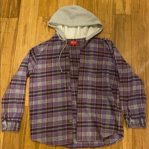 Supreme Purple Plaid Hooded Flannel